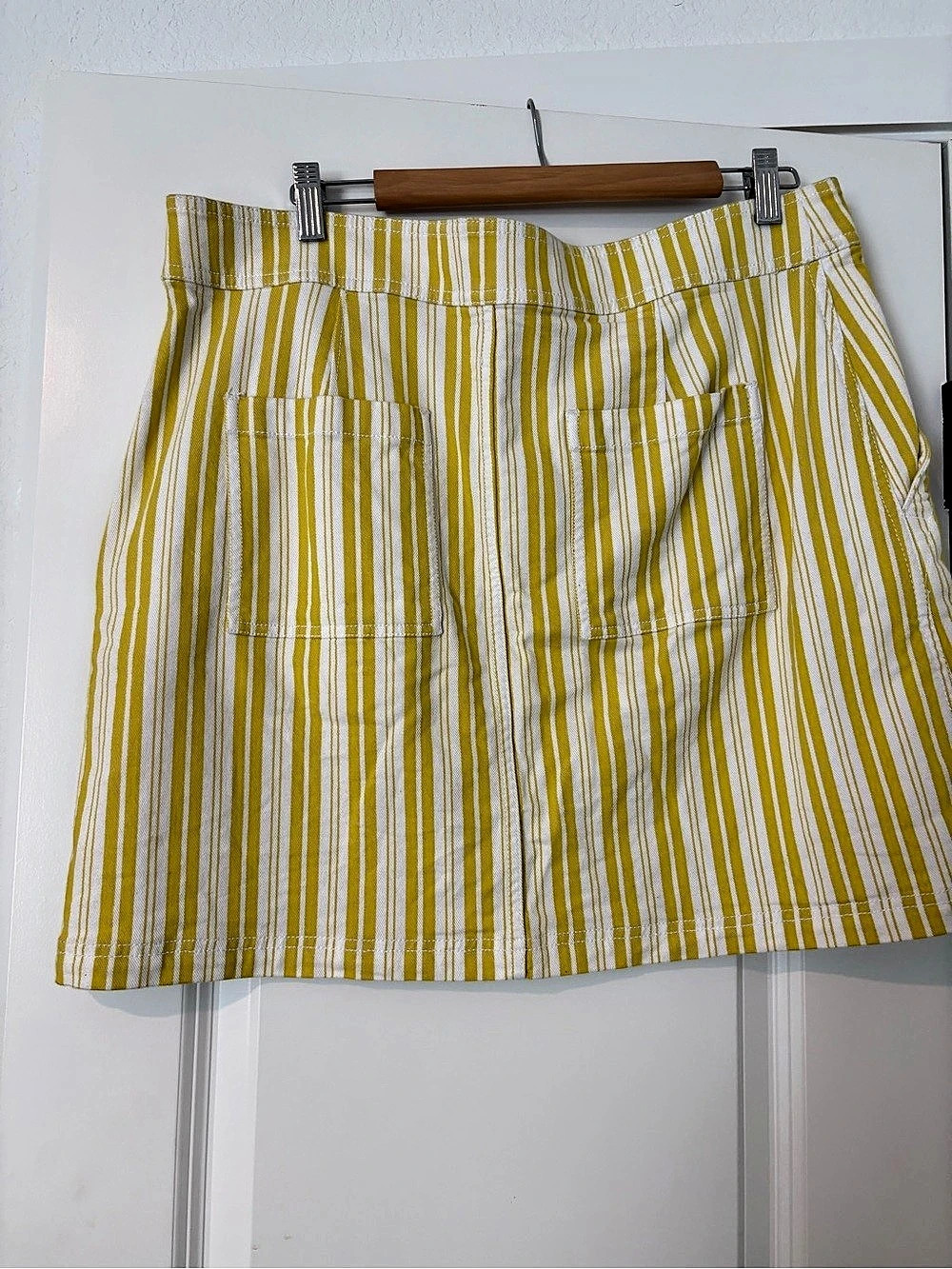 Loft Denim Striped Skirt in Yellow & White